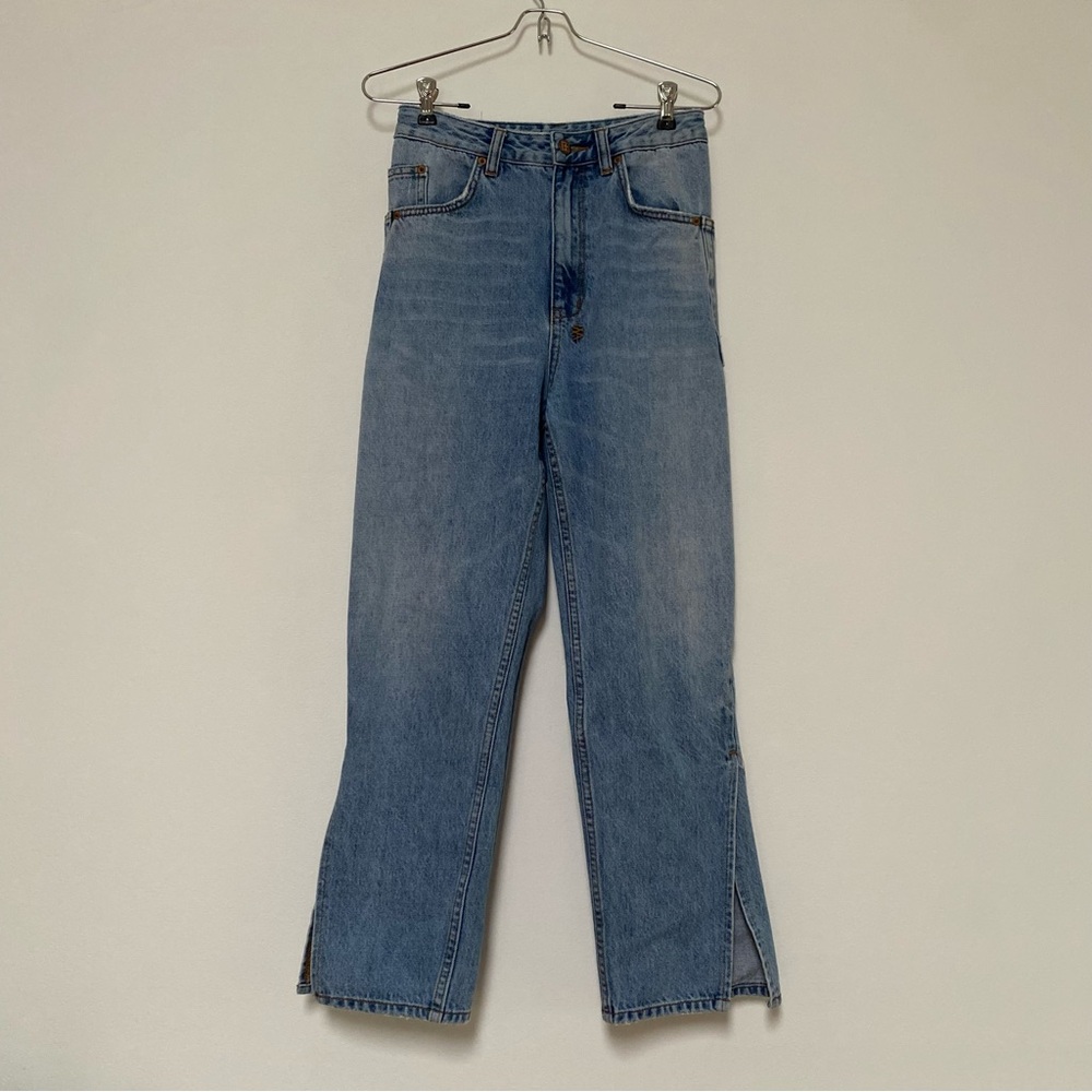 Ksubi Highrise Straight Wider Leg Split Cotton Jeans 26 Blue